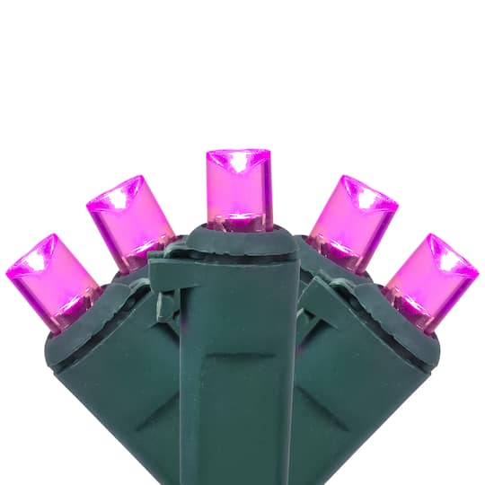 50ct Pink LED Wide Angle Christmas Lights 16.25ft Green Wire